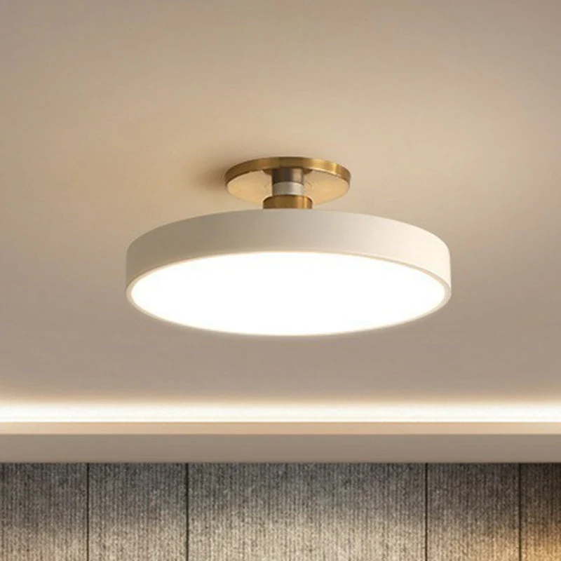Ronde Plafondlamp Nordic Acryl LED Slaapkamer Semi Flush Plafondverlichting Moderne Scandinavische Stijl Plafondlamp Blauw Wit Geel Grijs Roze Zwart | Sansoti