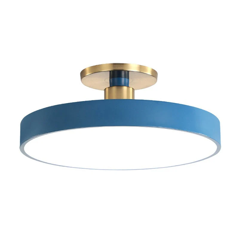 Ronde Plafondlamp Nordic Acryl LED Slaapkamer Semi Flush Plafondverlichting Moderne Scandinavische Stijl Plafondlamp Blauw Wit Geel Grijs Roze Zwart | Sansoti
