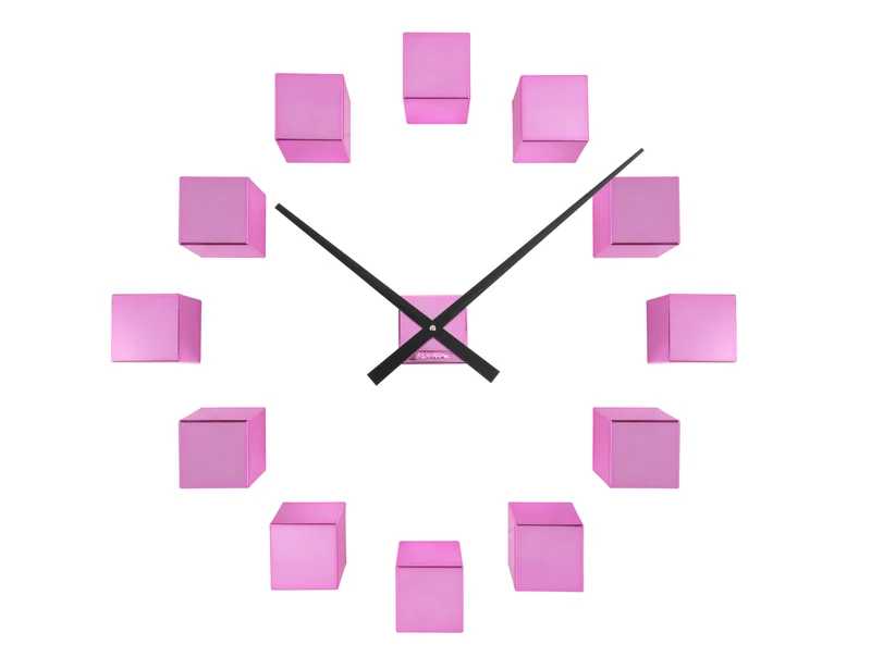 Karlsson DIY Cubic Metallic KA5974PI Wanduhr Metallic Dunkelrosa • Individuelle Würfel-Gestaltung • Skandinavisches Design