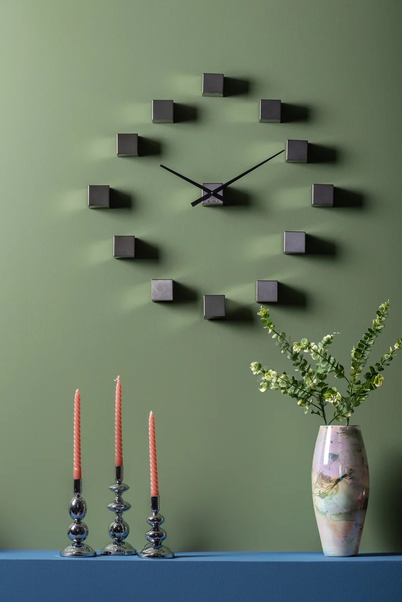 Karlsson DIY Cubic Metallic KA5974GY Wanduhr Dunkelgrau Metallic • DIY Würfel-Design • Modernes Quarzwerk