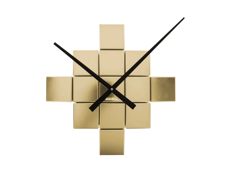 Karlsson DIY Cubic Metallic KA5974GD Wanduhr Metallic-Gold • Quarzwerk • Offenes Würfel-Design