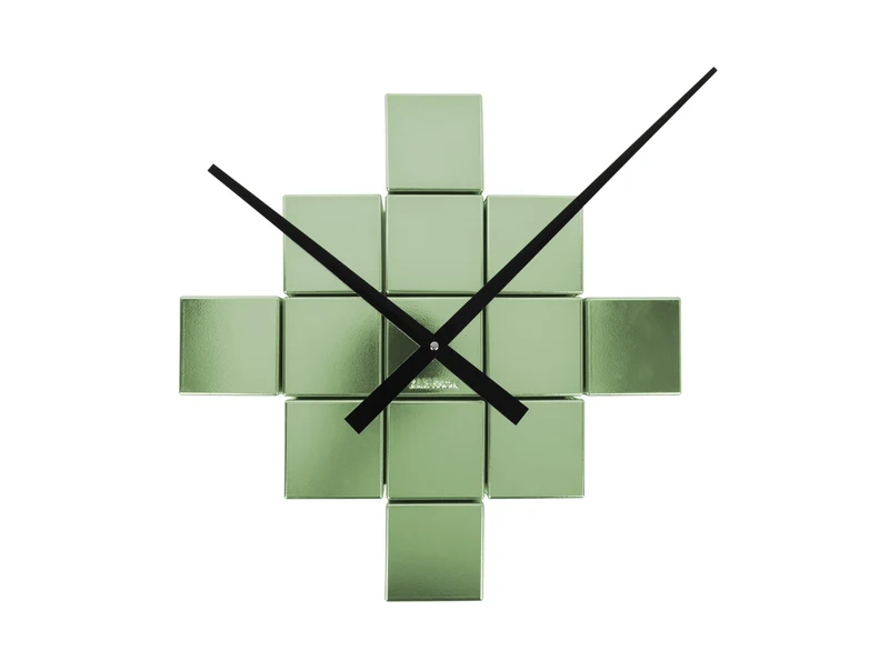 Karlsson DIY Cubic KA5974DG Wanduhr Metallic Dunkelgrün • Offenes Zifferblatt • Modernes Kubik-Design