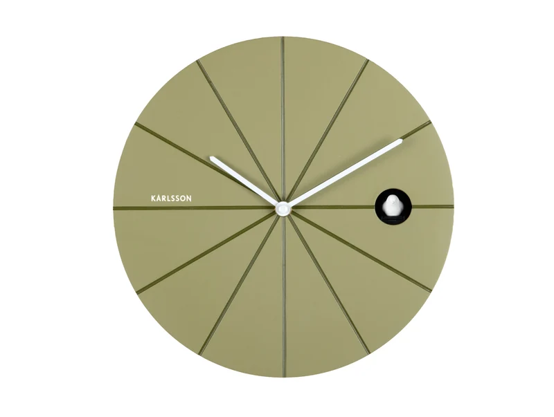 Karlsson Destacado Cuckoo KA6068GR Wanduhr Olivgrün • Kuckucksvogel stündlich • Automatische Nachtabschaltung