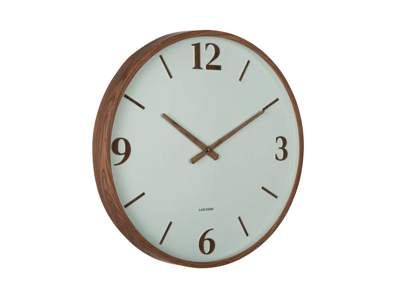 Karlsson Detalle Large KA6087GR Wanduhr Graugrün • Geräuschloses Sweep-Uhrwerk • Holzoptik-Akzente