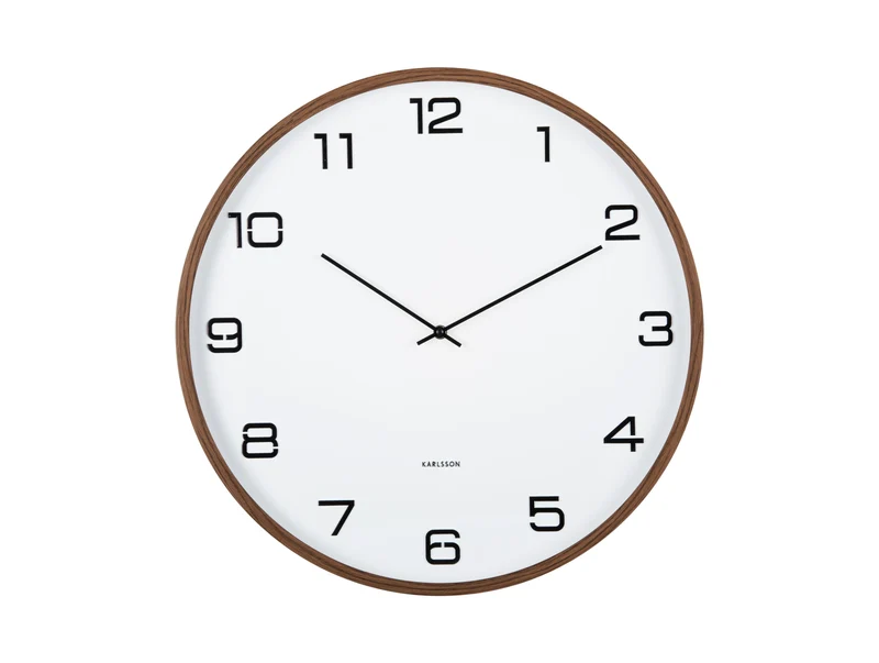 Karlsson Delicado Large KA6088WH Wanduhr Weiß • Sweep-Uhrwerk • Holz-Optik-Akzent