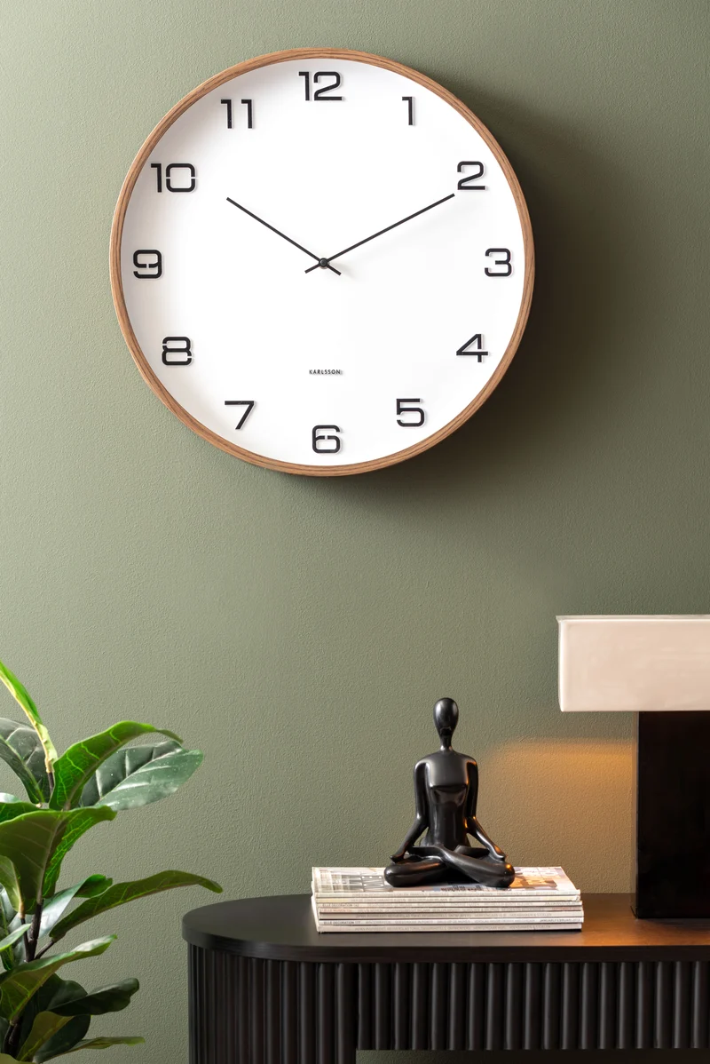 Karlsson Delicado Large KA6088WH Wanduhr Weiß • Sweep-Uhrwerk • Holz-Optik-Akzent