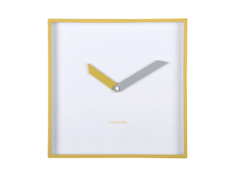 Karlsson Cool Retro Cuadrado KA6112YE Wanduhr Zitronengelb • Geräuschloses Sweep-Uhrwerk • Retro-Design
