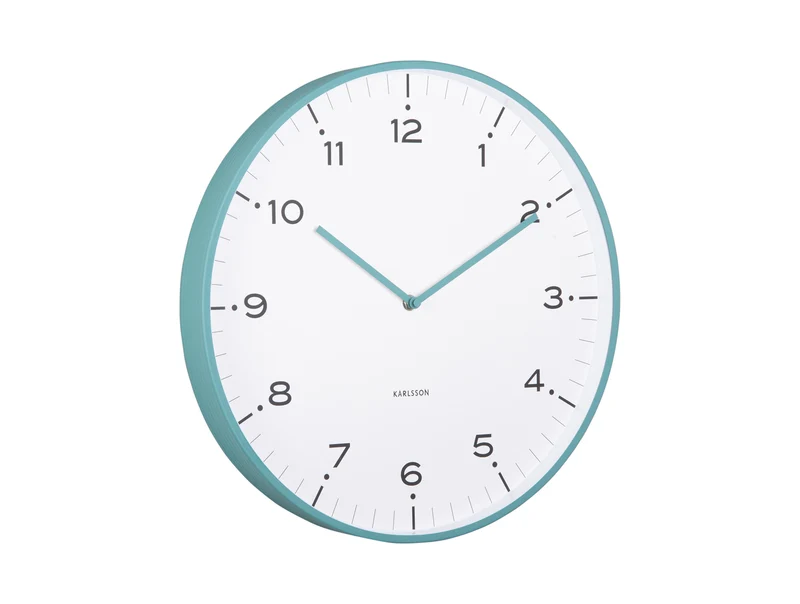 Karlsson Circus Rings KA6011BL Wanduhr Türkisblau • Sweep-Uhrwerk • Eisenring-Design