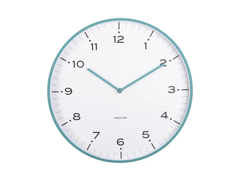 Karlsson Circus Rings KA6011BL Wanduhr Türkisblau • Sweep-Uhrwerk • Eisenring-Design
