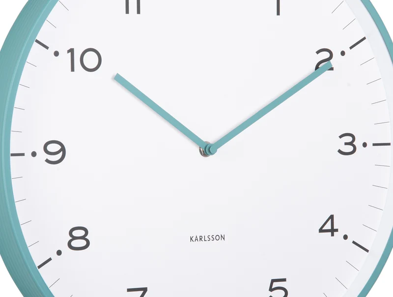 Karlsson Circus Rings KA6011BL Wanduhr Türkisblau • Sweep-Uhrwerk • Eisenring-Design