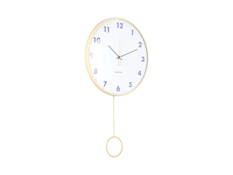 Karlsson Cheeky Dome Pendulum KA6058LY Wanduhr Gelb • Sweep-Uhrwerk • Transparente Kuppel