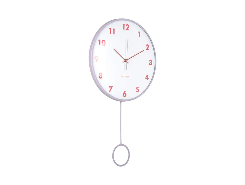 Karlsson Cheeky Dome Pendulum KA6058LP Wanduhr Softlila • Sweep-Uhrwerk • Pendel-Design