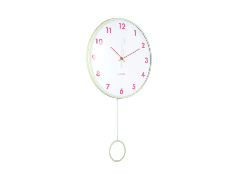 Karlsson Cheeky Dome Pendulum KA6058LG Wanduhr Sanftgrün • Geräuschloses Sweep-Uhrwerk • Transparente Glaskuppel
