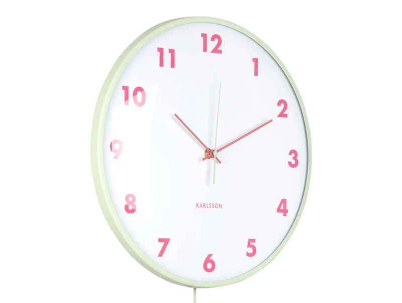 Karlsson Cheeky Dome Pendulum KA6058LG Wanduhr Sanftgrün • Geräuschloses Sweep-Uhrwerk • Transparente Glaskuppel