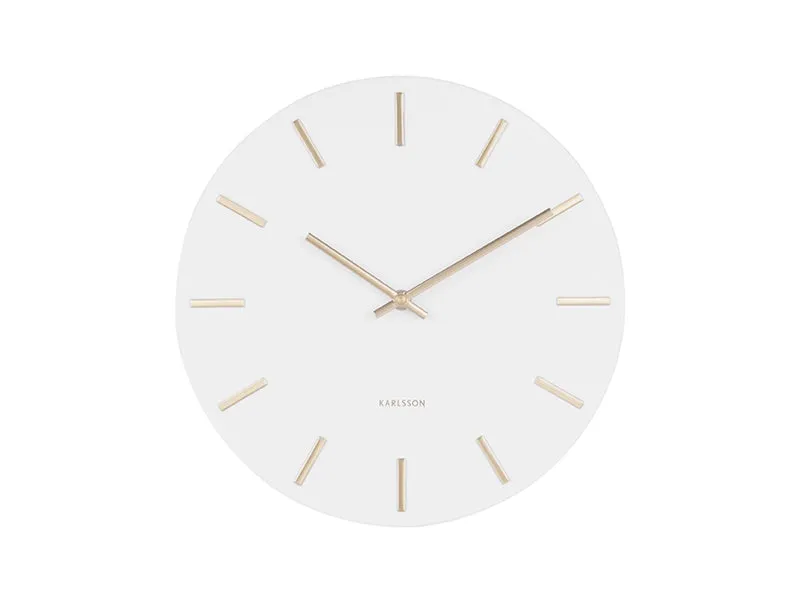 Karlsson Charm Small KA5821WH Wanduhr Weiß • Goldene Details • Offenes Zifferblatt