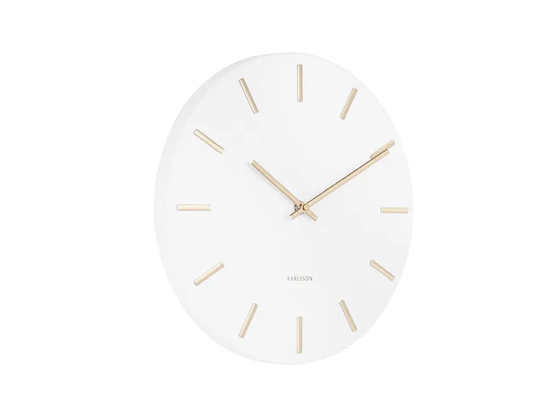 Karlsson Charm Small KA5821WH Wanduhr Weiß • Goldene Details • Offenes Zifferblatt