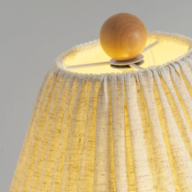 Retro Tafellamp met Geplooide Stoffen Kap – Warm Zacht Licht – Scandinavisch Minimalistisch Design voor Slaapkamer Woonkamer | Sansoti