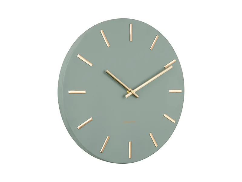 Karlsson Charm Small KA5821DG Wanduhr Dschungelgrün • Goldene Details • Offenes Zifferblatt