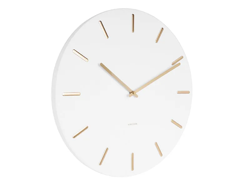 Karlsson Charm KA5716WH Wanduhr Weiß • Stilles Quarzwerk • Goldene Stabindizes