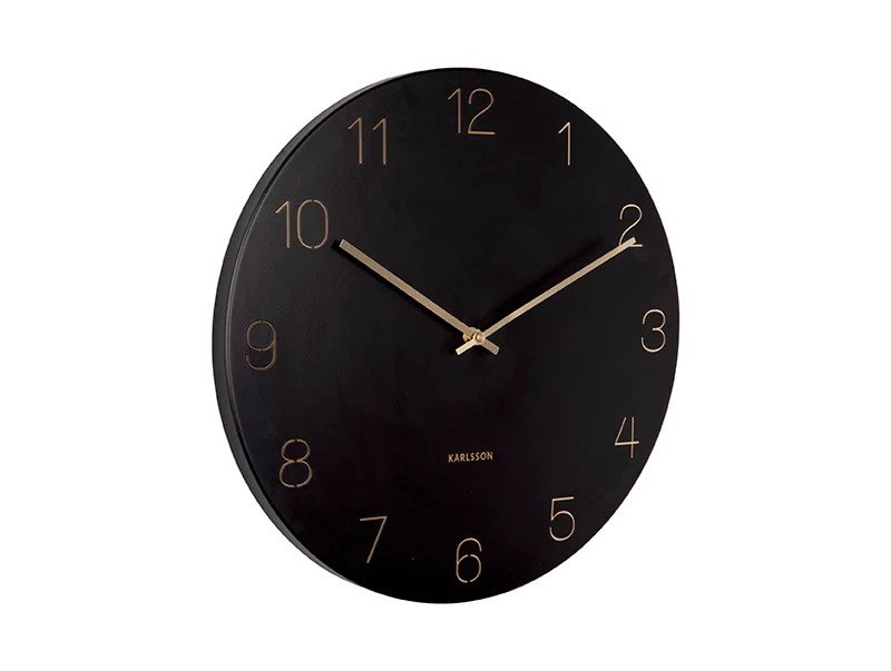 Karlsson Charm Engraved Numbers KA5762BK Wanduhr Schwarz • Gravierte Ziffern • Goldene Zeiger