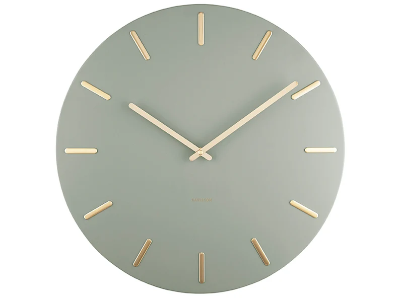Karlsson Charm KA5716DG Wanduhr Dschungelgrün • Offenes Zifferblatt • Goldene Details
