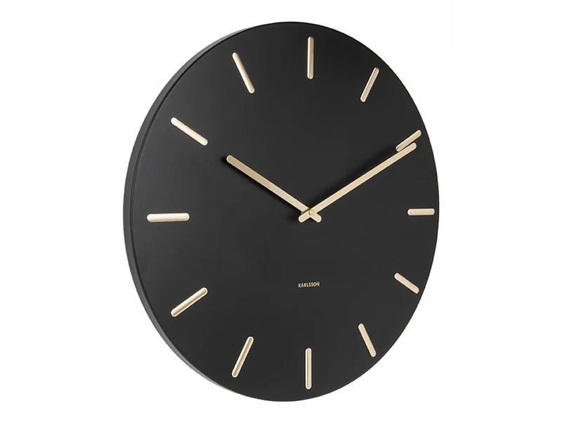 Karlsson Charm KA5716BK Wanduhr Schwarz • Geräuschloses Quarzwerk • Goldene Details