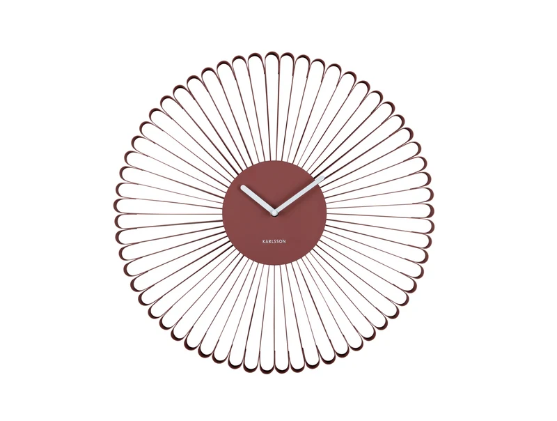 Karlsson Cascara KA6074RD Wanduhr Rotockra • Geräuschloses Sweep-Uhrwerk • Skulpturales Eisendesign