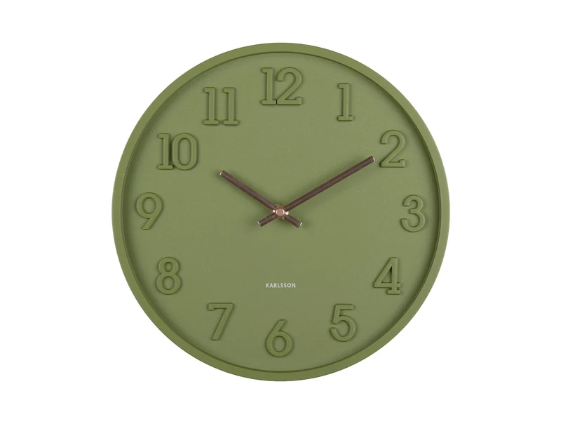Karlsson Calma KA6041GR Wanduhr Armeegrün • Geräuschloses Sweep-Uhrwerk • Skandinavisches Design