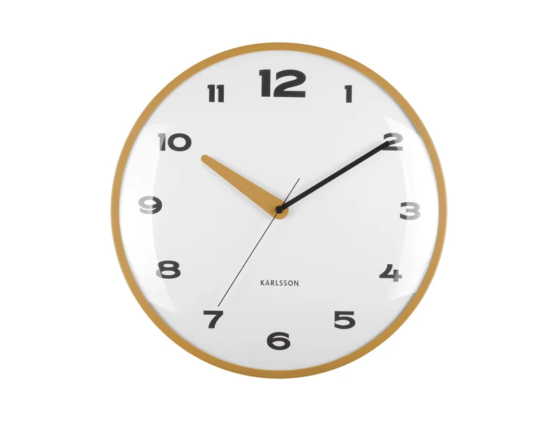 Karlsson Brisk Dome KA6028YE Wanduhr Ockergelb • Sweep-Uhrwerk • Gewölbtes Domglas