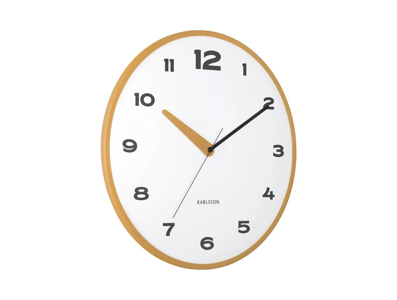 Karlsson Brisk Dome KA6028YE Wanduhr Ockergelb • Sweep-Uhrwerk • Gewölbtes Domglas