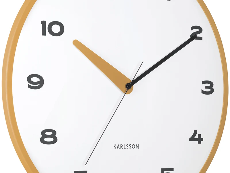 Karlsson Brisk Dome KA6028YE Wanduhr Ockergelb • Sweep-Uhrwerk • Gewölbtes Domglas