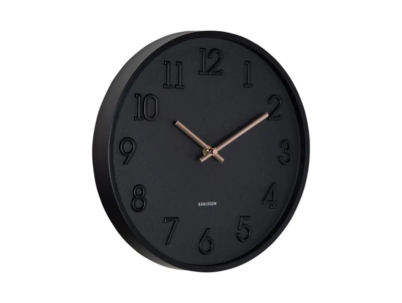 Karlsson Calma KA6041BK Wanduhr Schwarz • Geräuschloses Sweep-Uhrwerk • Skandinavisches Design