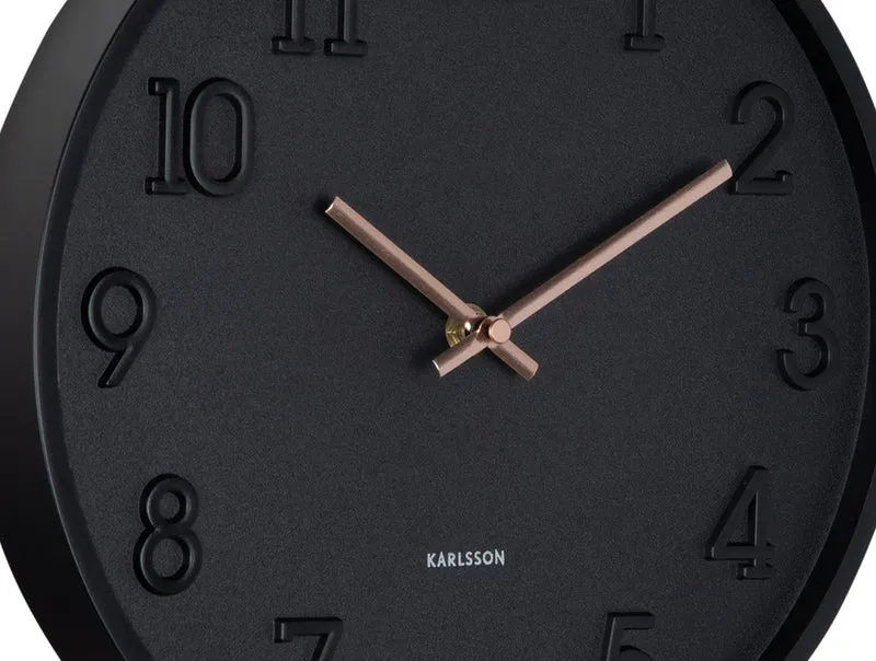 Karlsson Calma KA6041BK Wanduhr Schwarz • Geräuschloses Sweep-Uhrwerk • Skandinavisches Design