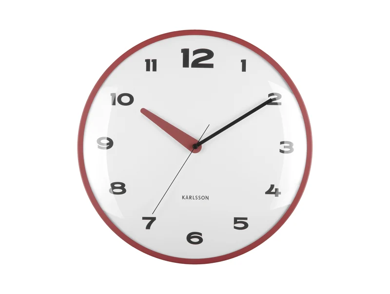 Karlsson Brisk Dome KA6028RD Wanduhr Rotbraun • Geräuschloses Sweep-Uhrwerk • Gewölbtes Domenglas