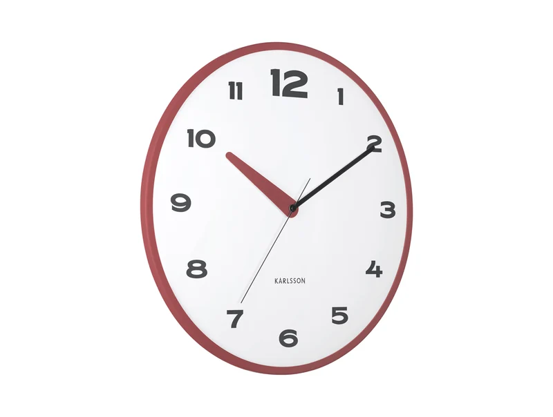 Karlsson Brisk Dome KA6028RD Wanduhr Rotbraun • Geräuschloses Sweep-Uhrwerk • Gewölbtes Domenglas