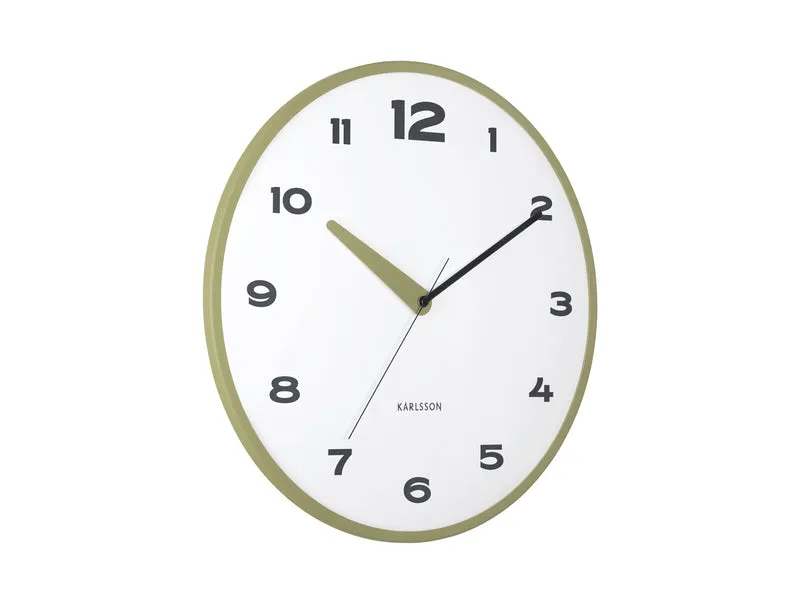 Karlsson Brisk Dome KA6028GR Wanduhr Armeegrün • Sweep-Uhrwerk • Gewölbtes Glas-Design