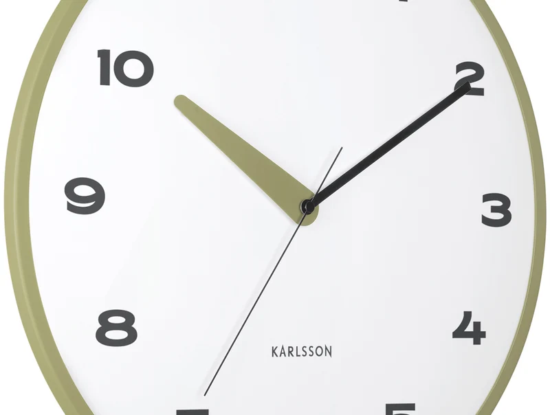 Karlsson Brisk Dome KA6028GR Wanduhr Armeegrün • Sweep-Uhrwerk • Gewölbtes Glas-Design
