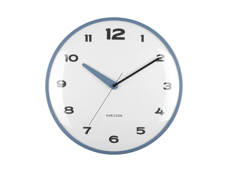 Karlsson Brisk Dome KA6028BL Wanduhr Klassischblau • Geräuschloses Sweep-Uhrwerk • Gewölbte Dome-Linse