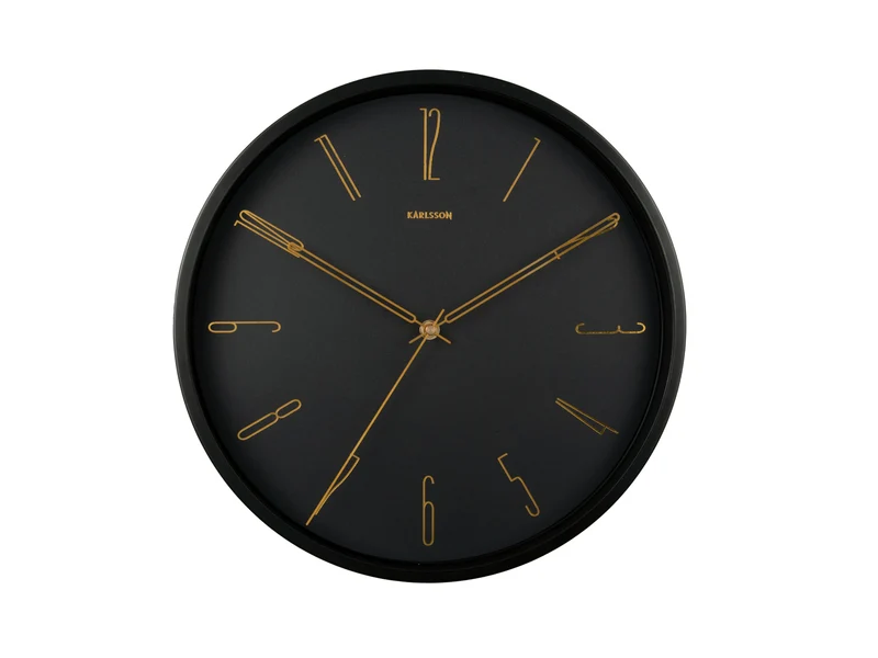 Karlsson Belle Numbers KA5898BK Wanduhr Schwarz • Geräuschloses Sweep-Uhrwerk • Eisen-Gehäuse