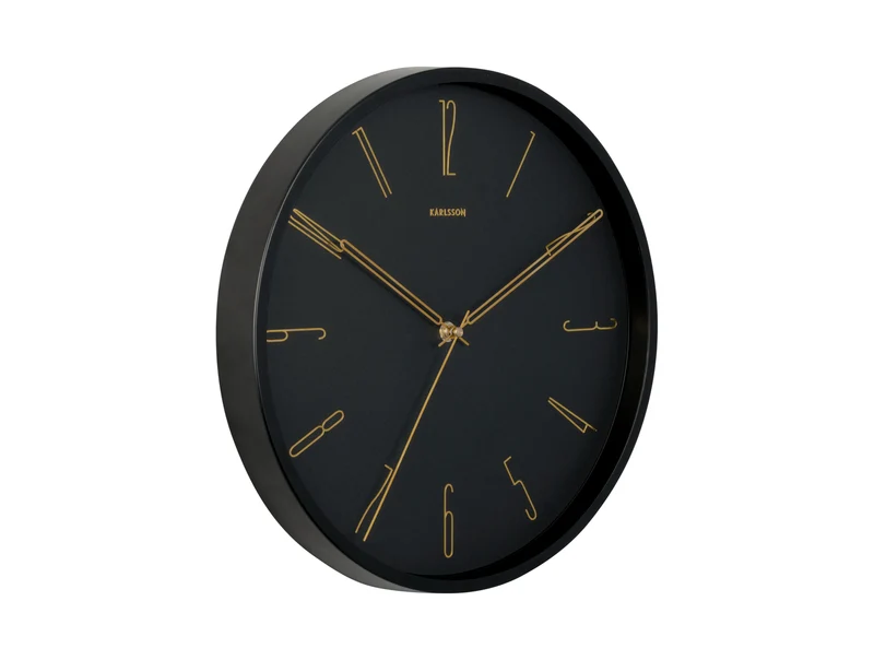 Karlsson Belle Numbers KA5898BK Wanduhr Schwarz • Geräuschloses Sweep-Uhrwerk • Eisen-Gehäuse