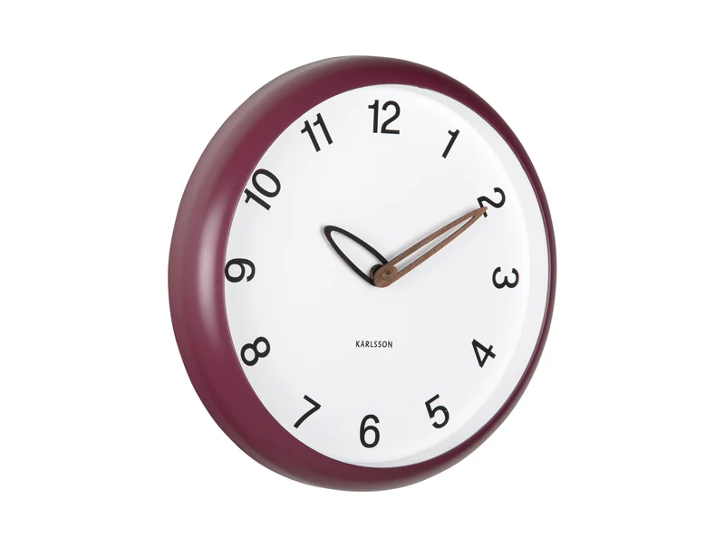 Karlsson Bella KA6043PU Wanduhr Dunkelmauve • Geräuschloses Sweep-Uhrwerk • Minimalistisches Design