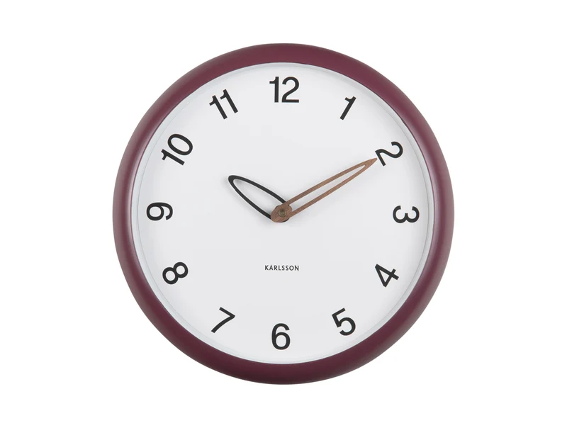 Karlsson Bella KA6043PU Wanduhr Dunkelmauve • Geräuschloses Sweep-Uhrwerk • Minimalistisches Design