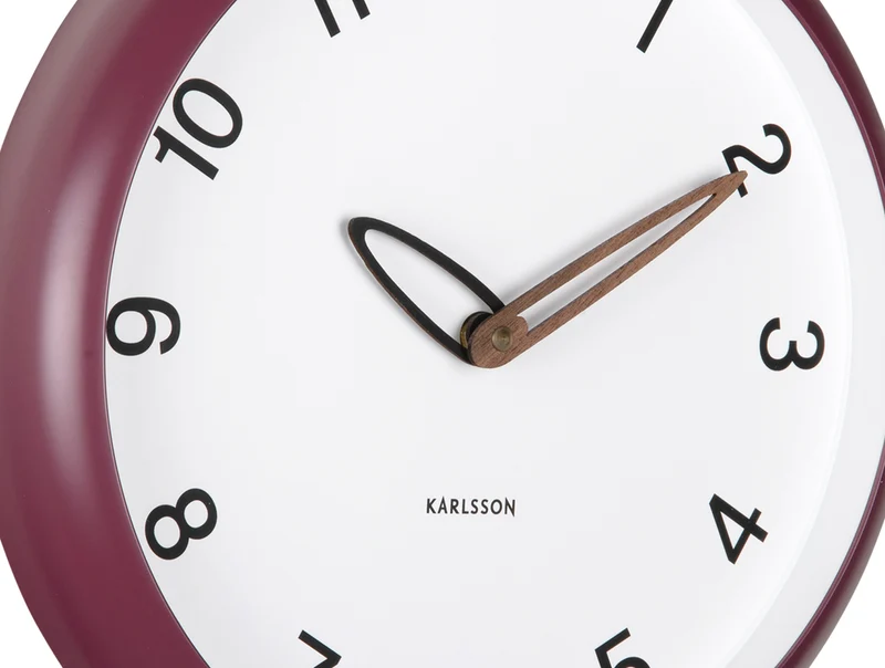 Karlsson Bella KA6043PU Wanduhr Dunkelmauve • Geräuschloses Sweep-Uhrwerk • Minimalistisches Design
