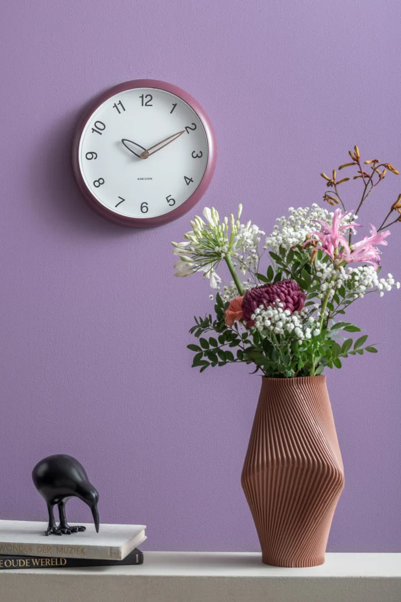 Karlsson Bella KA6043PU Wanduhr Dunkelmauve • Geräuschloses Sweep-Uhrwerk • Minimalistisches Design