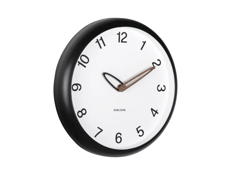 Karlsson Bella KA6043BK Wanduhr Schwarz • Geräuschloses Sweep-Uhrwerk • Skandinavisches Design
