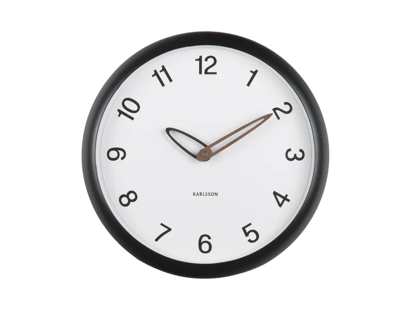 Karlsson Bella KA6043BK Wanduhr Schwarz • Geräuschloses Sweep-Uhrwerk • Skandinavisches Design