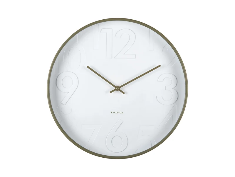 Karlsson Ayuno KA6063GR Wanduhr Armygrün • Geräuschloses Sweep-Uhrwerk • Minimalistisches Design