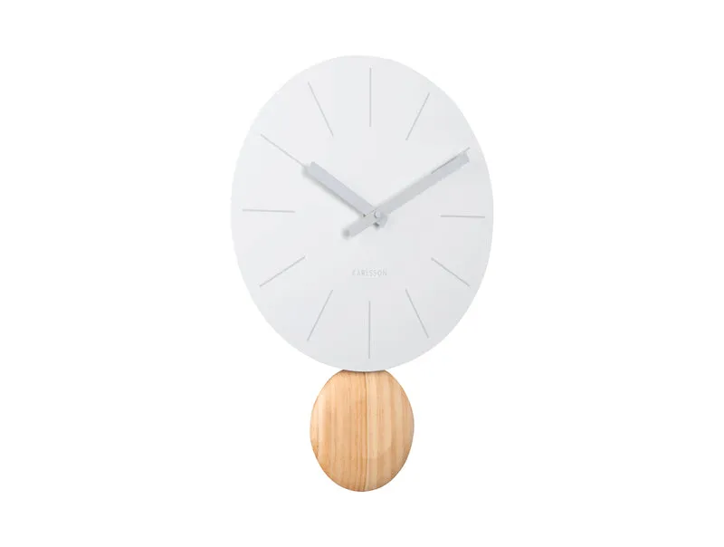 Karlsson Arlo KA5967WH Wanduhr Weiß • Holzpendel • Skandinavisches Design
