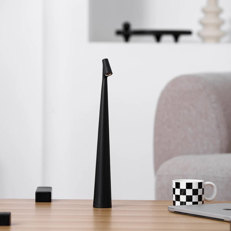 Oplaadbare Tafellamp Aluminium Dimbaar LED Touch Bedlamp Draadloos Design Kegelvormige Lampenkap Modern 45cm Acculamp | Sansoti
