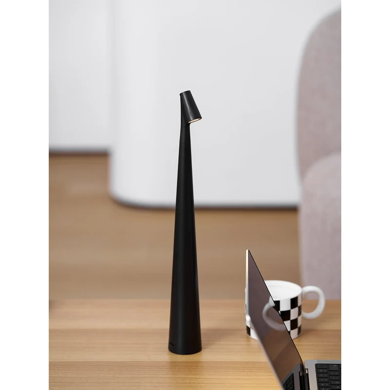 Oplaadbare Tafellamp Aluminium Dimbaar LED Touch Bedlamp Draadloos Design Kegelvormige Lampenkap Modern 45cm Acculamp | Sansoti